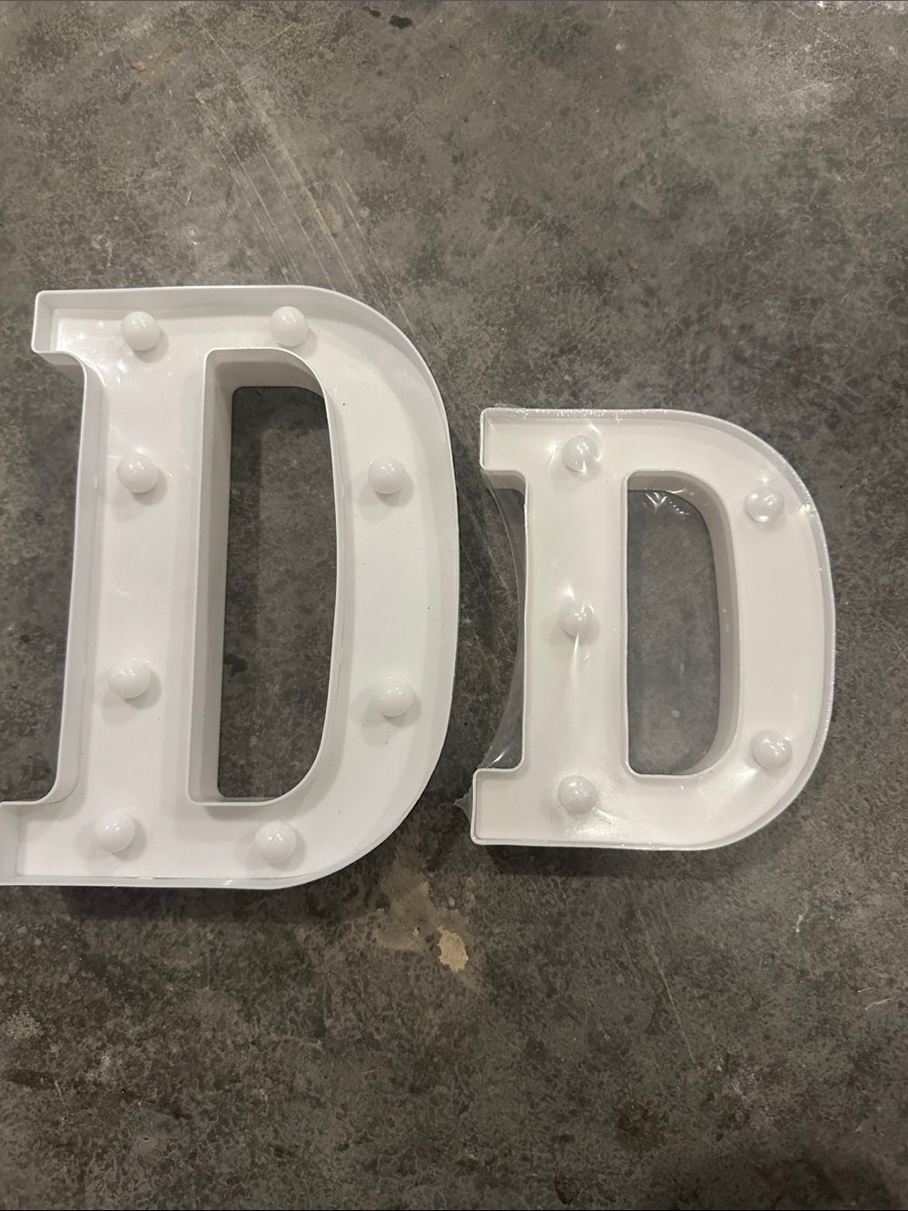 White Light-Up Letter D Set (Large + Small)